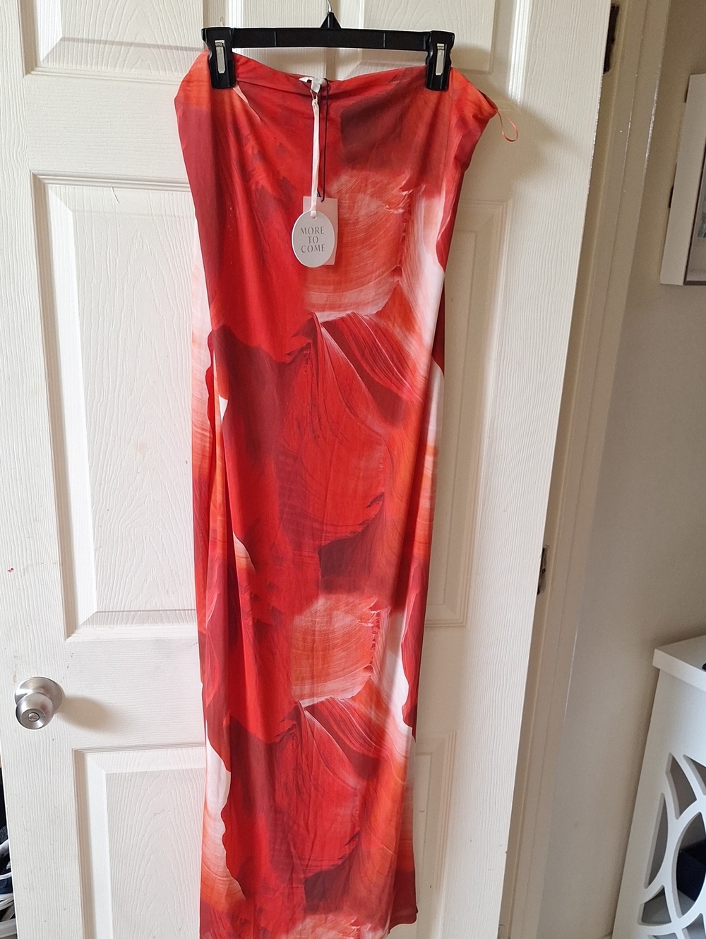 More To Come Strapless Red Floral Maxi Dress